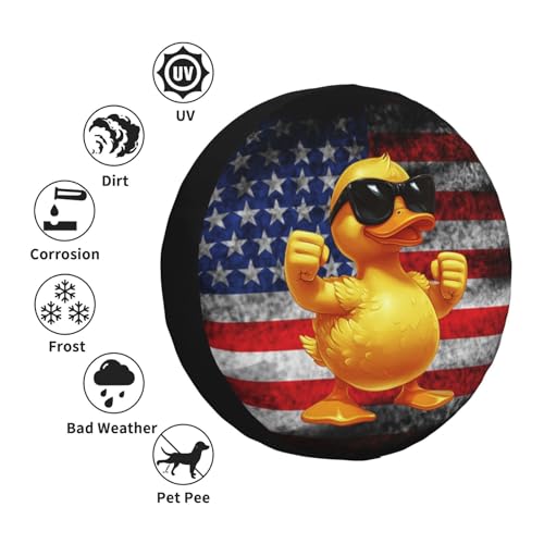 Image of Funny Duck Spare Tire Cover Weatherproof Universal Wheel Protectors Cute Duck Wheel Covers for Rv Camper Travel Trailer SUV Truck 17 Inch