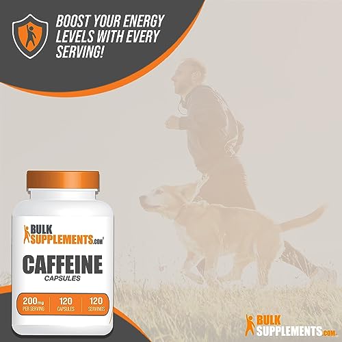 Bulksupplements.com Caffeine Capsules - Caffeine Supplements, Caffeine Pills 200Mg - Caffeine Capsule, Stay Awake Caffeine Pills - 1 Capsule Per Servings, 120-Day Supply, 120 Capsules #TOP3