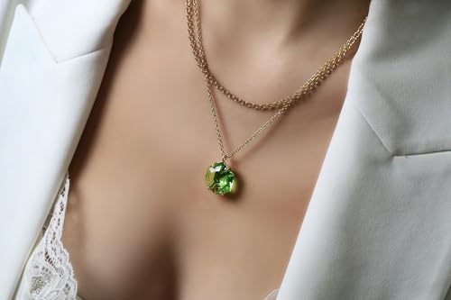 Collier en tourmaline verte 14 carats et pendentif hexagonal - 2