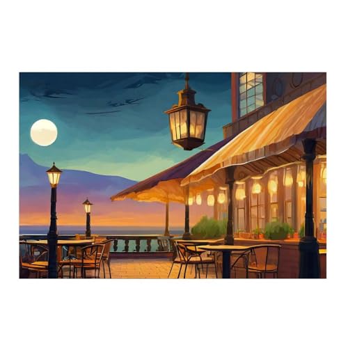 Poster Terrasse de café sous le ciel étoilé 50x50 cm GAEKKO sans cadre photo