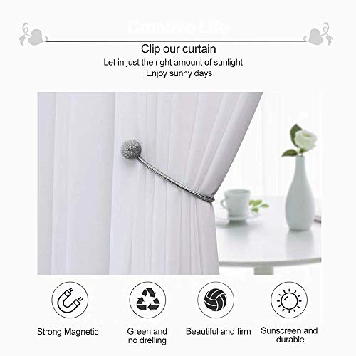 Image of Home Cloud Magnetic Curtain Tiebacks Curtain Drape Holdbacks Clips Rope Holder Buckles for Home Bedroom Office (1 Pair 2pcs, Silver