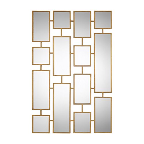 My Swanky Home Elegant Gold Mirrored Wall Art Collage 48 In Modern Geometric Squares #TOP3