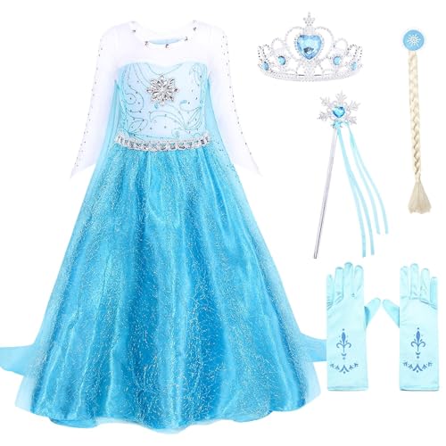 ZOUPREME Girls Elsa Princess Dress, Kids Costume Set with Wa