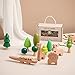 Youuys Wooden Craft Forest Trees Toys, 8 Pcs Finished Scene Mini Tree Kit Craft Set - Cake Topper - for Early Educational Preschool Classroom Project Montessori Toys