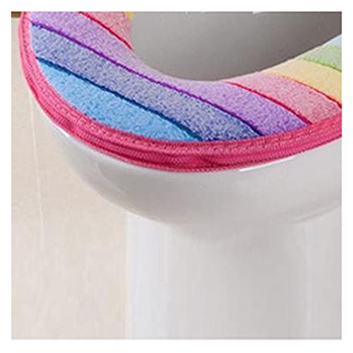 PEVSCO toilettensitzbezüge WC-Sitzkissen Regenbogen-Korallen-Samt-warmes und Komfortables Toilettensitzschutz for Badezimmer-Musterkissen-Pads gepolsterter toilettensitz – Bild 4