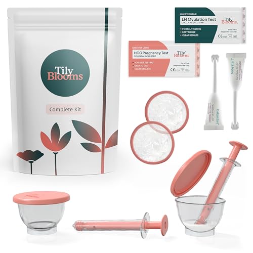 Tily Blooms Complete Home Insemination Kit Made in the UK MHRA Compliant Fertility Syringes Collection Cups Soft Discs Fertility Lubricant Ovulation & Pregnancy Test (Complete Kit)