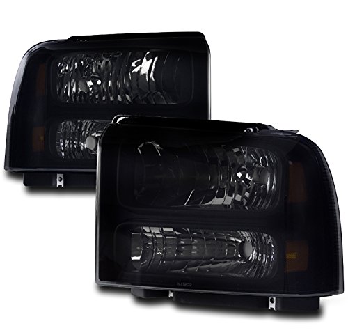 ZMAUTOPARTS Replacement Headlights Headlamps Black/Smoke Compatible with 2005-2007 Ford F-250 F-350 F-450 Super Duty
