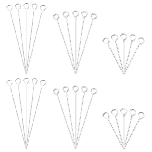 PH PandaHall 925 Sterling Silver Head Pins 45pcs 3 Sizes Pin Balls Open Eye Pins Flat Head Pins for Earring Bracelet Jewellery Making DIY Projects Handicrafts, Silver 15/25/35mm