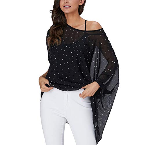 Image of Ckikiou Plus Size Batwing Flowy Semi Sheer Chiffon Blouse Tunic for Women Summer Floral Print Boho Beach Cover ups