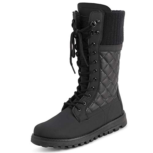 Polar Mujer Piel Sintética Calentar Térmica Impermeable Al Aire Libre Para Caminar Nieve Invierno Suela De Goma Calf Botas - Negro Cardy MEno - UK7/EU40 - YC0608