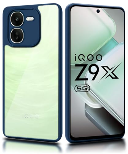 Image of WOW IMAGINE Shockproof Hybrid Back Cover for iQOO Z9x 5G | Hard Slim fit Back Case | PC & TPU | Clear Transparent Case - Blue
