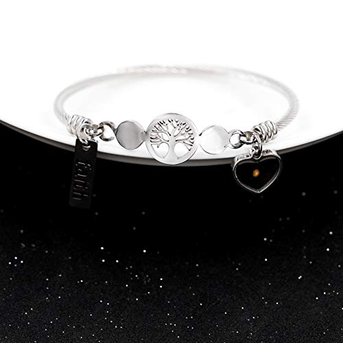 Image of Uloveido Rose Gold Plated Tree Of Life Bangle Cuffs Faith Mustard Seed Pendant Charms Open Bracelet for Women Y1028