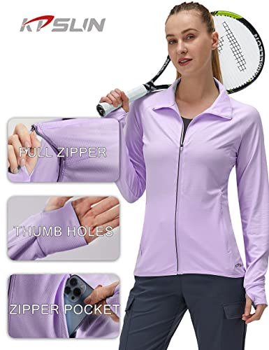 Image of Women's UPF 50+ UV Sun Protection Clothing Long Sleeve Athletic Hiking Shirts Lightweight SPF Zip Up Outdoor Jacket