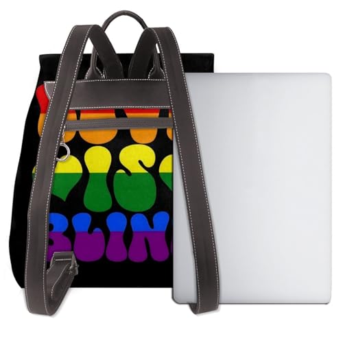 Gay Pride LGBT Rainbow Peace Love Microfiber PU Leather Backpack Lightweight Daypack Bag for Travel Business Commute Gym3