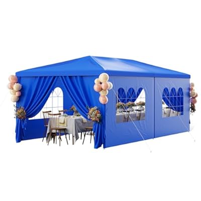 SEALAMB 10x20ft Party Canopy Tent, Durable Waterproof Large Tents for Parties, Outdoor Patio Gazebo Canopy Tents with 6 Removable Sidewalls for Wedding, Birthday, Backyard, Garden