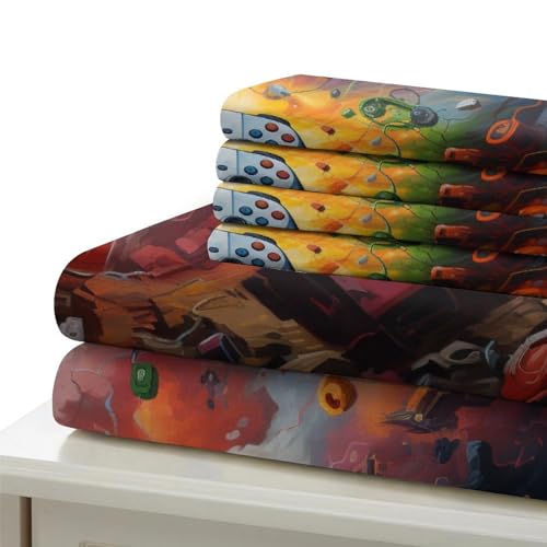 Juego de cama apocalíptico de microfibra King de 220x240cm con funda nórdica de volcán 7