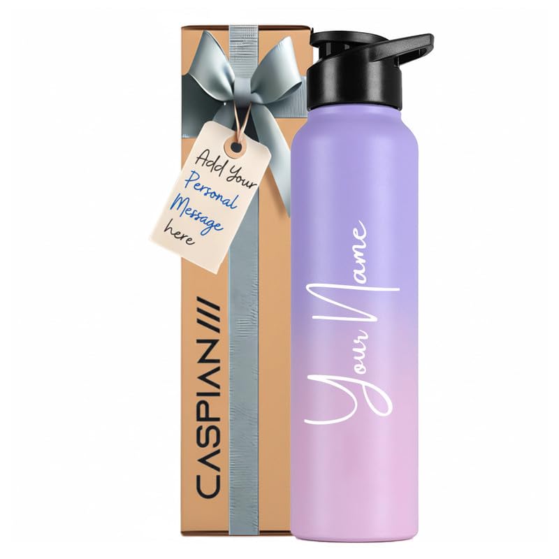 Image of CASPIAN / / / Hike Stainless Steel Customize Sipper Water Bottle Leak Proof Thunder for Fridge Home Office Travel School Kids Boys Girls Adults Sports Gym Yoga (P Blue 1 Litre, Set of 1)