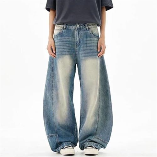 Men's Casual Jeans Washing Gradient Color Summer Machete Wide Leg Denim Bottom Pants3