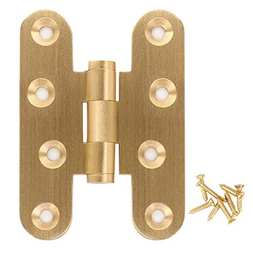 Lot de 2 charnières de porte laiton poli pour portes de salon, portes en chêne (longueur 60 mm)