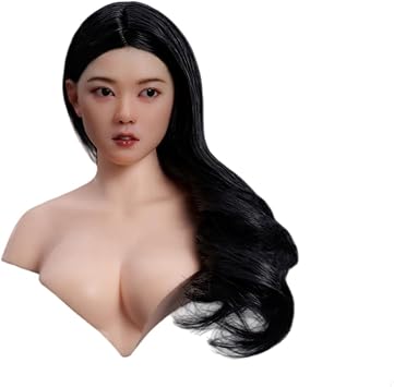 1/6 Scale Female Head Sculpt Movable Eyes Black Long Curly Hair Head for 12inch Phicen, TBLeague Action Figure Body Collection