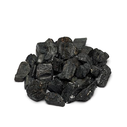PURAJA Shungite Gemstone Set | Piedras Naturales en Bruto de Primera Calidad | Uso Versátil Como Piedras de Agua, Curativas, de Chakra | Cristales Puros (Turmalina, 350g)