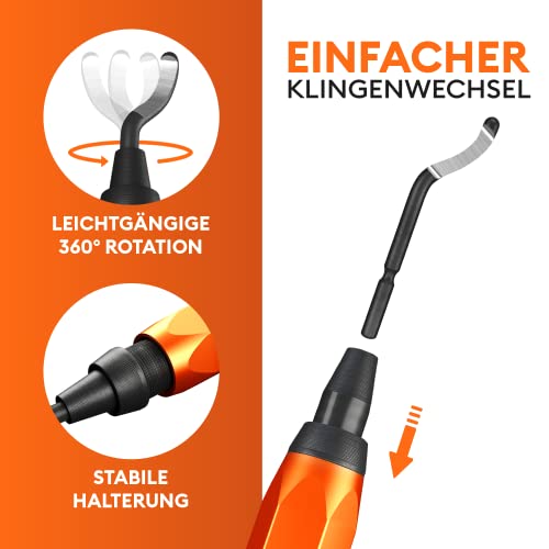 MEISTERGRIFF® Entgrater [inkl. 11 Klingen] für Kunststoff (auch 3D Druck), Metall, Edelstahl - Handentgrater