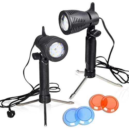 EMART Photography Lighting, 2 Packs 5500K LED Continuous Video Studio Light Kit Table Top Lamp for Photo Studio Live Streaming Recording Filming