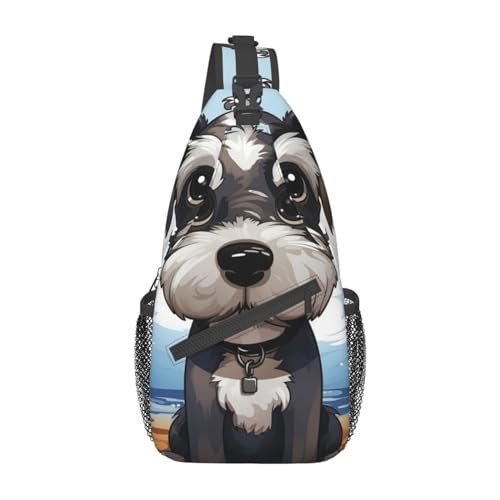 Bolso tipo sling para hombres y mujeres adorable schnauzer miniatura 1