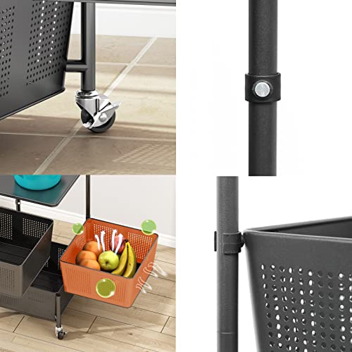 Kitchen Storage Shelf Rotatable Rack Multi-Layer Organizers Fruit Vegetable Basket Household Shelf (4F, Black) #TOP3