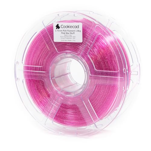 Cookiecad Pink Star Stuff Translucent Pink Glitter PLA 3D Printer Filament 1.75mm 1kg