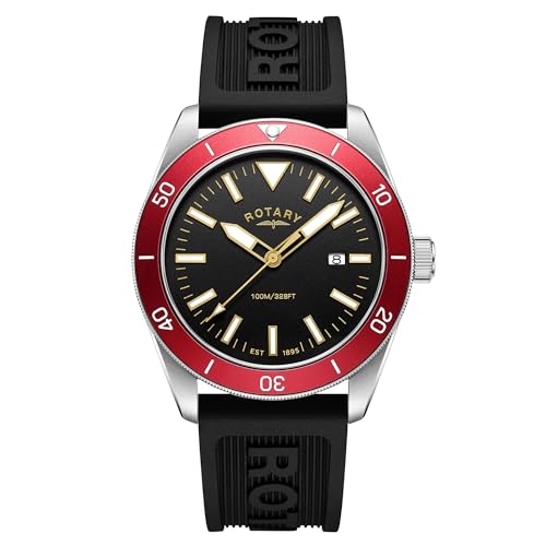 Imagen de Rotary Reloj Apex 10 de acero inoxidable con correa de silicona negra para hombre