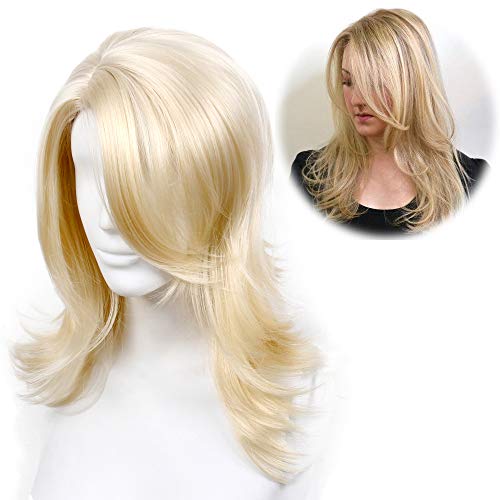 H&Bwig Wig for Women Blonde Shoulder Length Natural Synthetic Wigs Female Daily Cosplay Halloween Costume Party