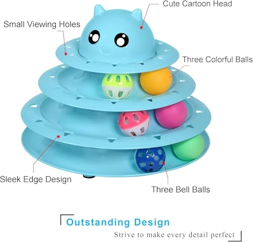 image for UPSKY Cat Toy Roller 3-Level Turntable Cat Toys Balls with Six Colorfu