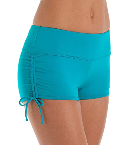 Model wearing BEACH HOUSE Women's Blake Adjustable Side Tie Boy Swim Short Bikini Bottom