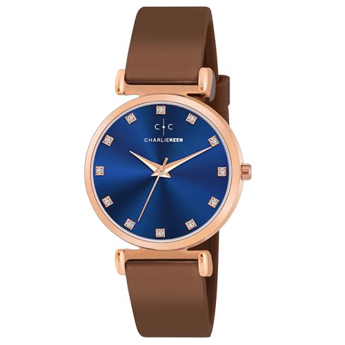 Image of CHARLIEKEEN Women's Luxury Watch, Rose Gold Case, Silicone Band, Crystal Markers