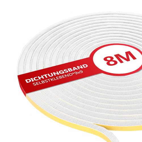 XEEINC 8M Junta de cepillo autoadhesiva, 9 mm (ancho) x 9 mm (D) para persianas, puerta corredera, con adhesivo ideal, junta para cepillo de puerta, protección contra insectos para ventanas y puertas