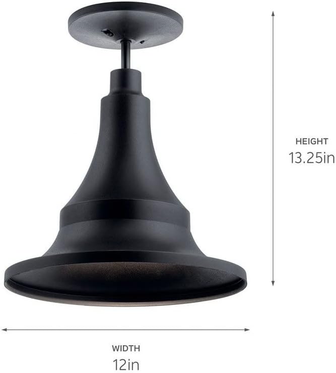 Kichler Lighting Hampshire 16.75 inch 1 Light Large Outdoor Pendant/Semi Flush in Textured Black
