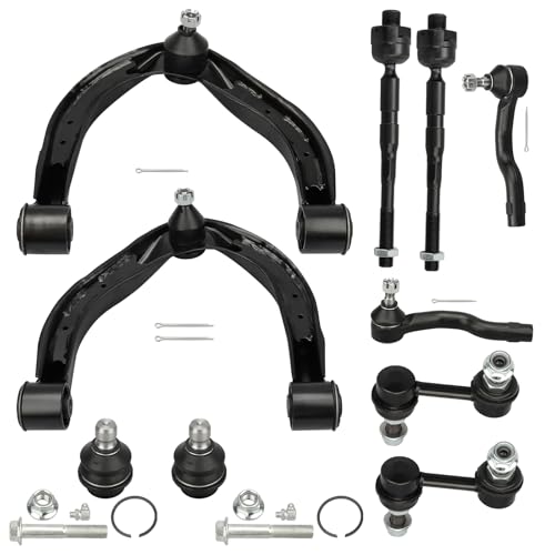 IRONTEK 10pcs Front Upper Control Arms Ball Joints Inner & Outer Tie Rod Ends Sway Bars Fit for 2005-15 & 2017-19 for Nissan Armada, 2004-2013 for Infiniti QX56, 2004 Pathfinder Armada, 2004-15 Titan by IRONTEK - Used condition - US$52.22