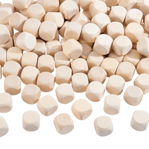PH PandaHall 100 cubos de madera vacíos de 20 mm, de madera natural, esquinas redondeadas, bloque cuadrado para manualidades, enseñanza, decoración de fiestas