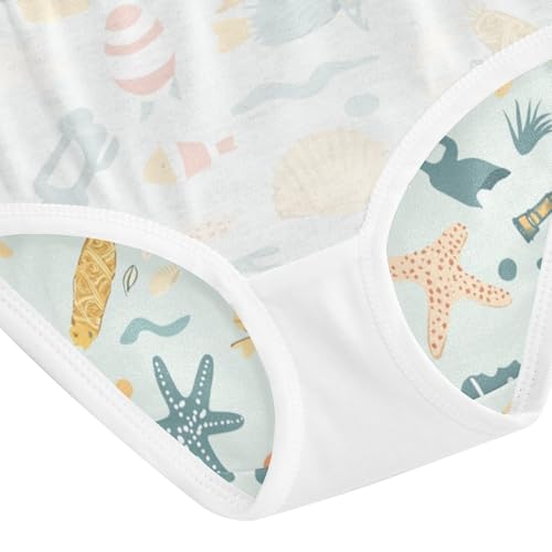 ZZKKO Summer Seaside Cute Girls Underwear Toddler Panties for Girls Comfort Brief Size 2-8T4