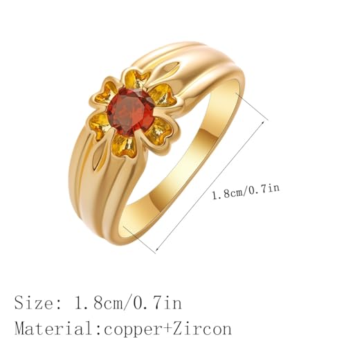 Bague fleur de zircon rouge pierre de naissance de juillet