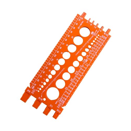 JISADER Vérificateur de filetage d'écrou et de boulon, vérificateur de filetage de qualité, jauge d'identification de boulon et d'écrou avec règle en pouces, Orange