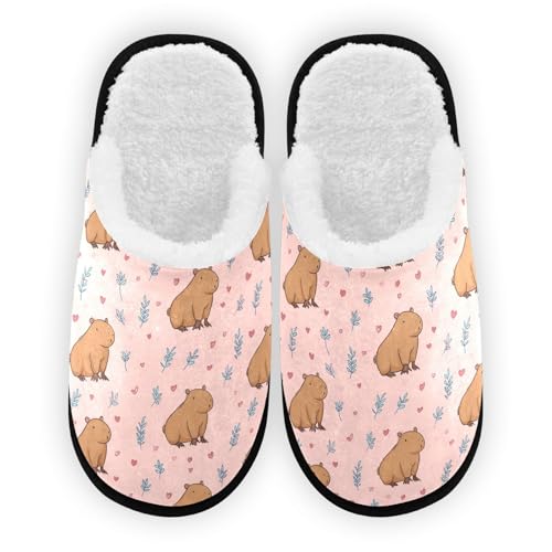 Heart Pink Capibara Slippers For Women Men Soft Memory Foam Non-Slip Animal Winter Indoor House Shoes Travel Slipper