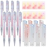 Ipienlee 0.5mm Cherry Mechanical Pencil Set Including 8pcs Pencils with 8 Tubes HB Lead Refills and
