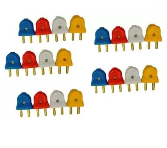 Flysmart Traders Universal ABS Polycarbonate Multicolor 2 Pin Male Plug Top (Red, Pack of 20) Plug Pin (4.1 mm)-image-3