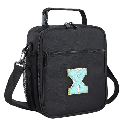 ELEFOCUS Initial Insulated Lunch Box For Womens/Mens Work，Personalized Monogrammed Lunch Bag With Adjustable Shoulder Strap For Teen Adult/Preppy，Birthday Gift