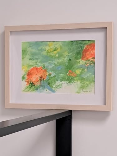 Fleurs orange et vertes œillets peinture moderne artisanale