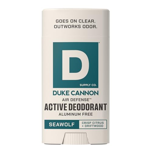 Duke Cannon Supply Co. Seawolf Aluminum Free Deodorant for Men - 3 oz - Crisp Citrus + Driftwood Scent - Long-Lasting Clear Glide - Air Defense