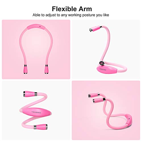 Tsingree Led Neck Book Light Usb Rechargeable, Hands Free, 4 Super Bright Led Bulbs, 3 Adjustable Brightness, Best For Reading In Bed,Knitting,Walking,Jogging,Mending In Night (Pink) #TOP5