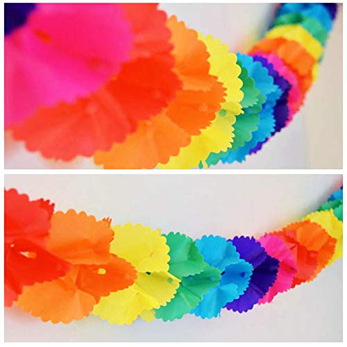 Rainbow Hombre Tissue Paper Garland Party Streamer, 12 Feet Long